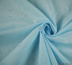 3 Hole Broderie Anglais Fabric - Light Blue
