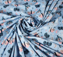 LIMITED STOCK Cotton Jersey Fabric - Zodiac Butterflies Blue