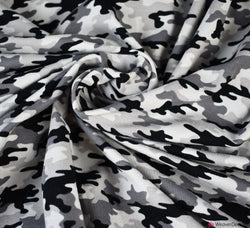 Camouflage Grey Cotton Jersey Fabric