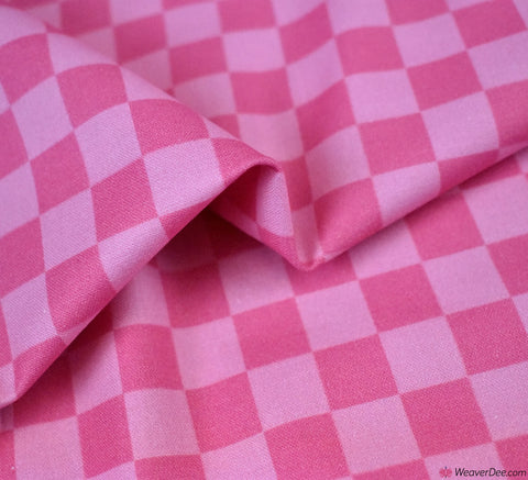 Checkerboard Cotton Fabric - Candy Pink
