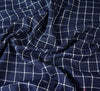 Check Linen Look Fabric - Navy Blue