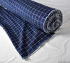 Check Linen Look Fabric - Navy Blue
