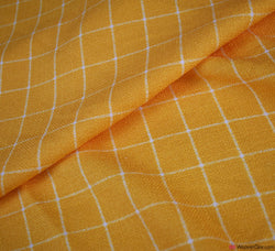 Check Linen Look Fabric - Yellow