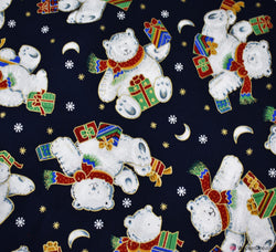 Rose & Hubble Cotton Fabric - Christmas Teddy Bear Navy