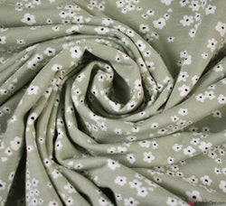 Cotton Jersey Fabric - Daisy Spring Light Olive