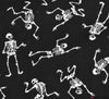 Polycotton Fabric - Dancing Skeletons Black