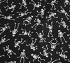 Polycotton Fabric - Dancing Skeletons Black