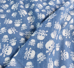 Skulls Light Blue 4 oz Denim Chambray Fabric