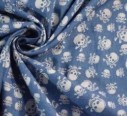 Skulls Light Blue 4 oz Denim Chambray Fabric