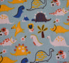 Premier Print Polycotton Fabric - Dino Town Blue