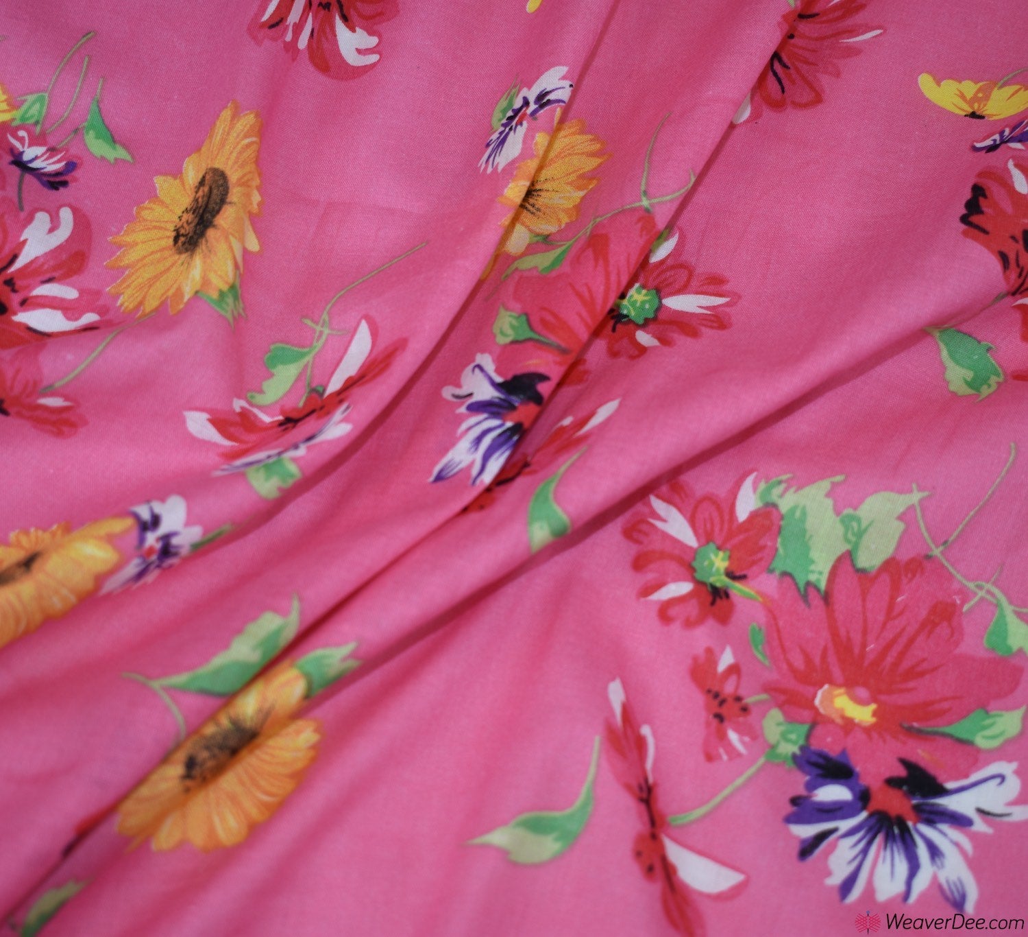 Drifting Petals Pink Cotton Lawn Fabric