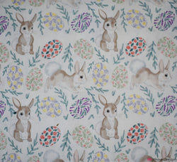 Rose & Hubble Cotton Fabric - Easter Bunny and Eggs - Digital Print
