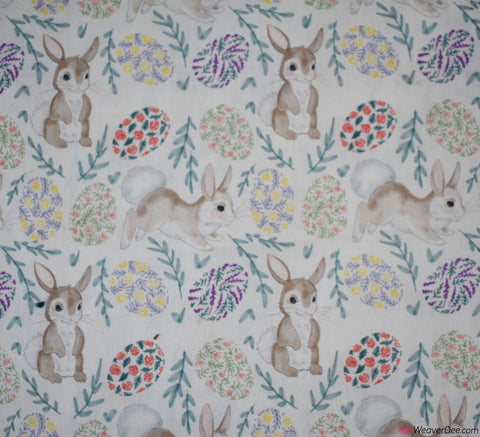 Rose & Hubble Cotton Fabric - Easter Bunny and Eggs - Digital Print