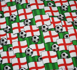 Polycotton Fabric - Football England Flag