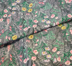 Rose & Hubble Cotton Poplin Fabric - Field in Bloom Silver / Grey