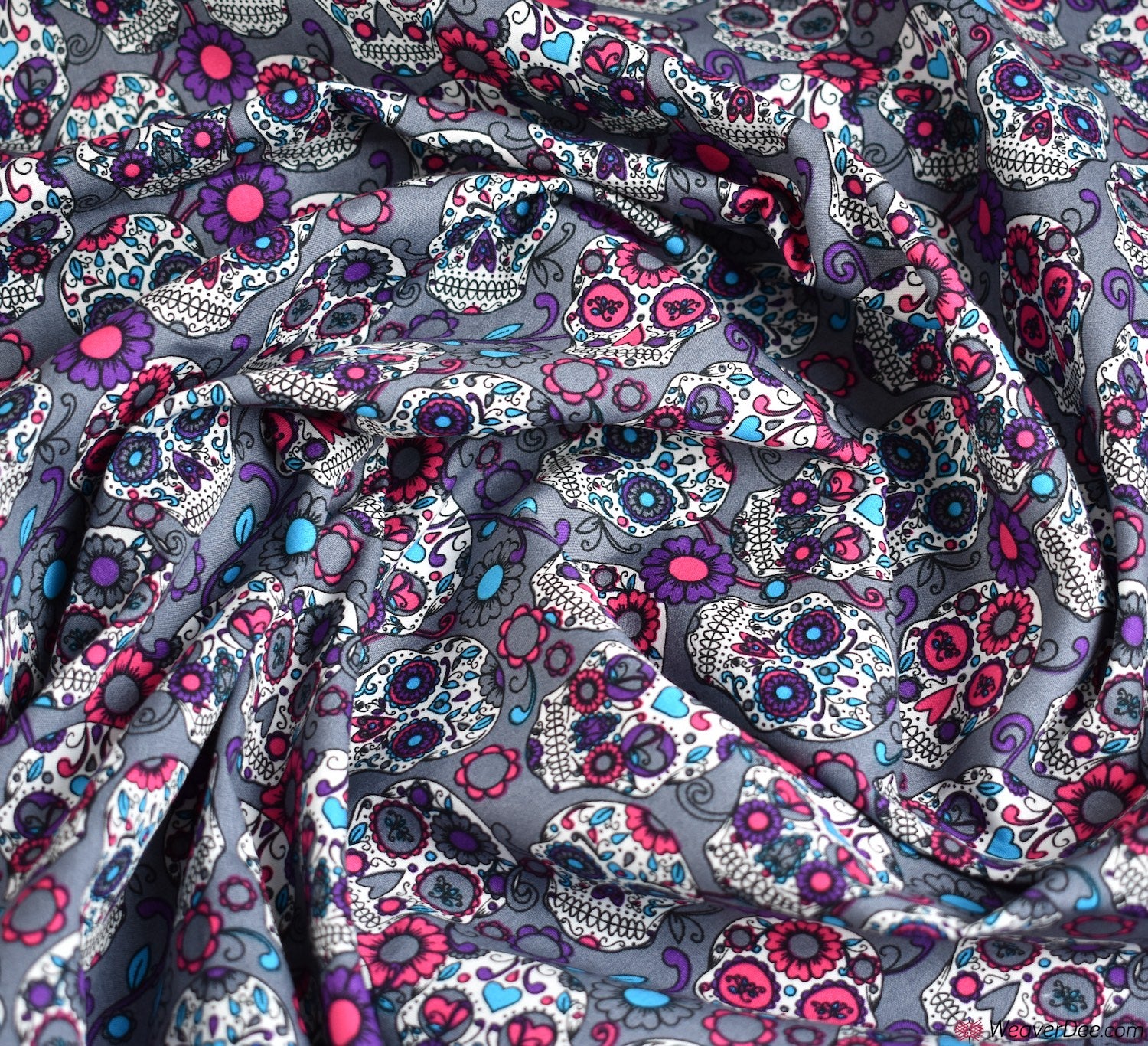 Rose & Hubble Cotton Poplin Grey and White Floral Pattern - Fabric Direct  Online