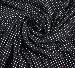 Pin Spot Georgette Fabric - Black / Ivory