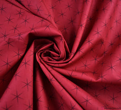 Geometric Stars Cotton Fabric - Red