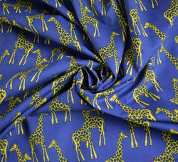 Premier Print Polycotton Fabric - Giraffe Navy Blue