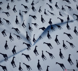 Giraffe Washed Cotton Fabric - Pale Blue