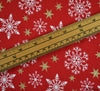 Glitter Cotton Christmas Fabric - Snowflake Red
