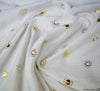 Double Gauze Cotton Fabric - Gold Metallic Sunshine - White