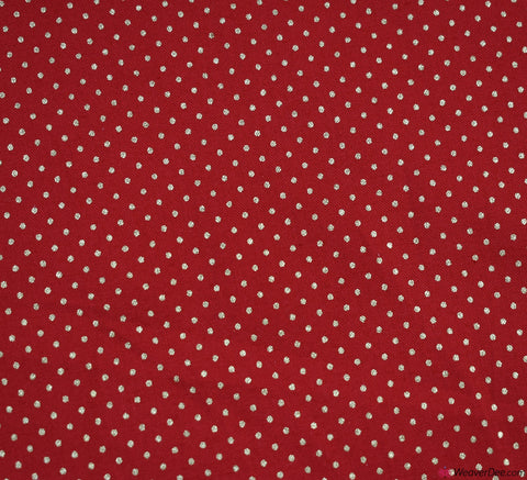 Metallic Cotton Fabric - Gold Pin Spots on Red