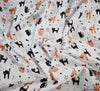 Polycotton Fabric - Halloween Cats White