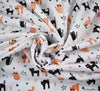 Polycotton Fabric - Halloween Cats White