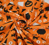 Polycotton Fabric - Halloween Ghost Party Orange