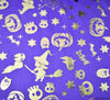 Halloween Foil Fabric - Purple / Gold Witch