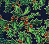 Cotton Fabric - Christmas Holly - Navy