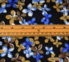 Honshu Floral Viscose Ponte Roma Fabric - Blue