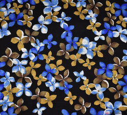 Honshu Floral Viscose Ponte Roma Fabric - Blue