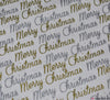 John Louden Cotton Fabric - Merry Christmas Foil Print - Gold / Silver