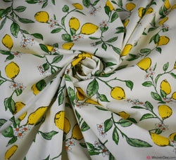 Rose & Hubble Cotton Poplin Fabric - Lemons Ivory