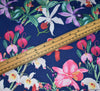 Crêpe Back Satin Fabric - Navy Blue Lilies
