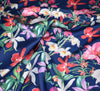 Crêpe Back Satin Fabric - Navy Blue Lilies