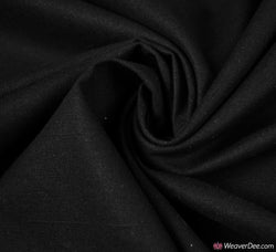 Plain Linen Blend Fabric - Black