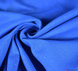 Plain Linen Blend Fabric - Royal Blue