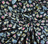 Luzia Floral Black Cotton Poplin Fabric