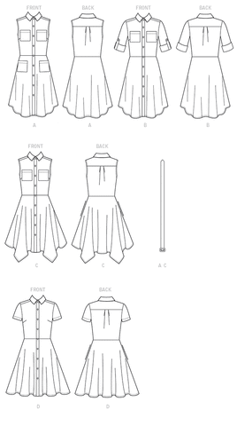 McCall's Pattern: M7351 Misses' Shirtdresses with Pockets & Belt ...