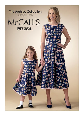 McCall's - M7354 Vintage 1950s Back-Wrap Dresses (Child / Adult) - WeaverDee.com Sewing & Crafts - 1