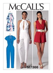 McCall's - M7366 Misses' Pleated Surplice or Plunging-Neckline Rompers, Jumpsuits & Belt - WeaverDee.com Sewing & Crafts - 1