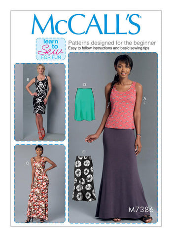 McCall's - M7386 Very Easy Misses' Knit Tank Top, Dresses & Skirts - WeaverDee.com Sewing & Crafts - 1