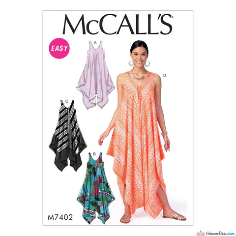 McCall's - M7402 Misses' Handkerchief-Hem, Tent Dresses & Jumpsuit - WeaverDee.com Sewing & Crafts - 1