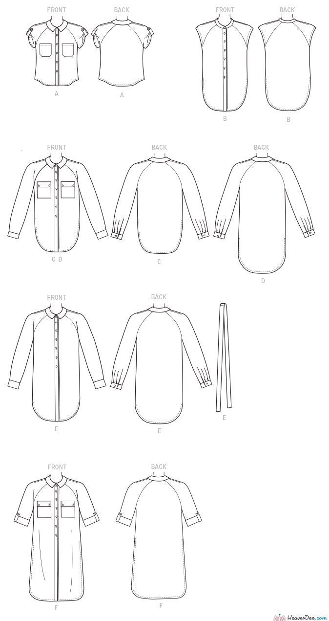 McCall's Pattern: M7472 Misses' Raglan Sleeve, Button-Down Shirts ...
