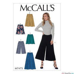 McCall's - M7475 Misses' Flared Skirts, Shorts & Culottes - WeaverDee.com Sewing & Crafts - 1