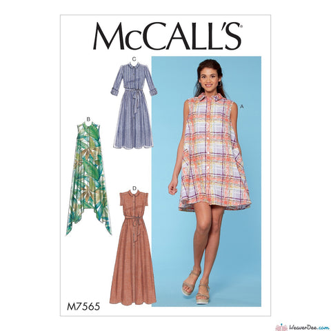 McCall's Pattern M7565 Misses' Shirtdresses with Sleeve Options & Belt