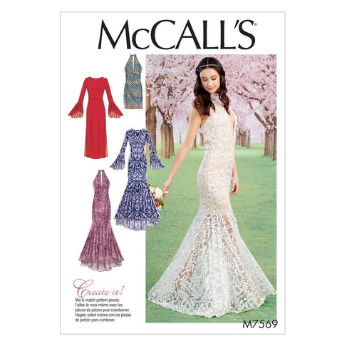 McCall's Pattern M7569 Misses' Column & Trumpet Dresses with Bodice & Sleeve Variations